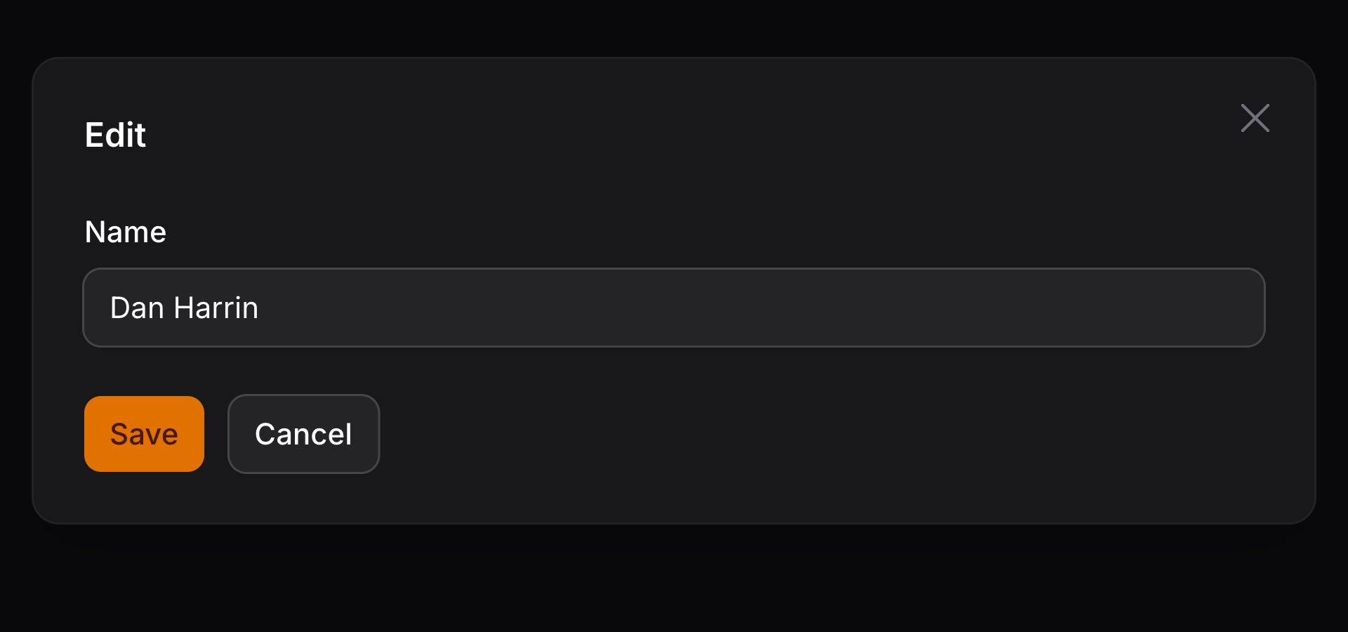 Select with edit option modal