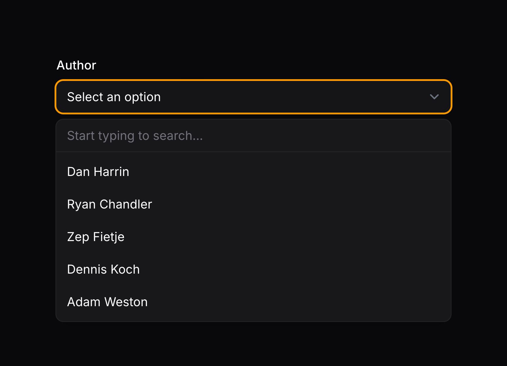 Searchable select