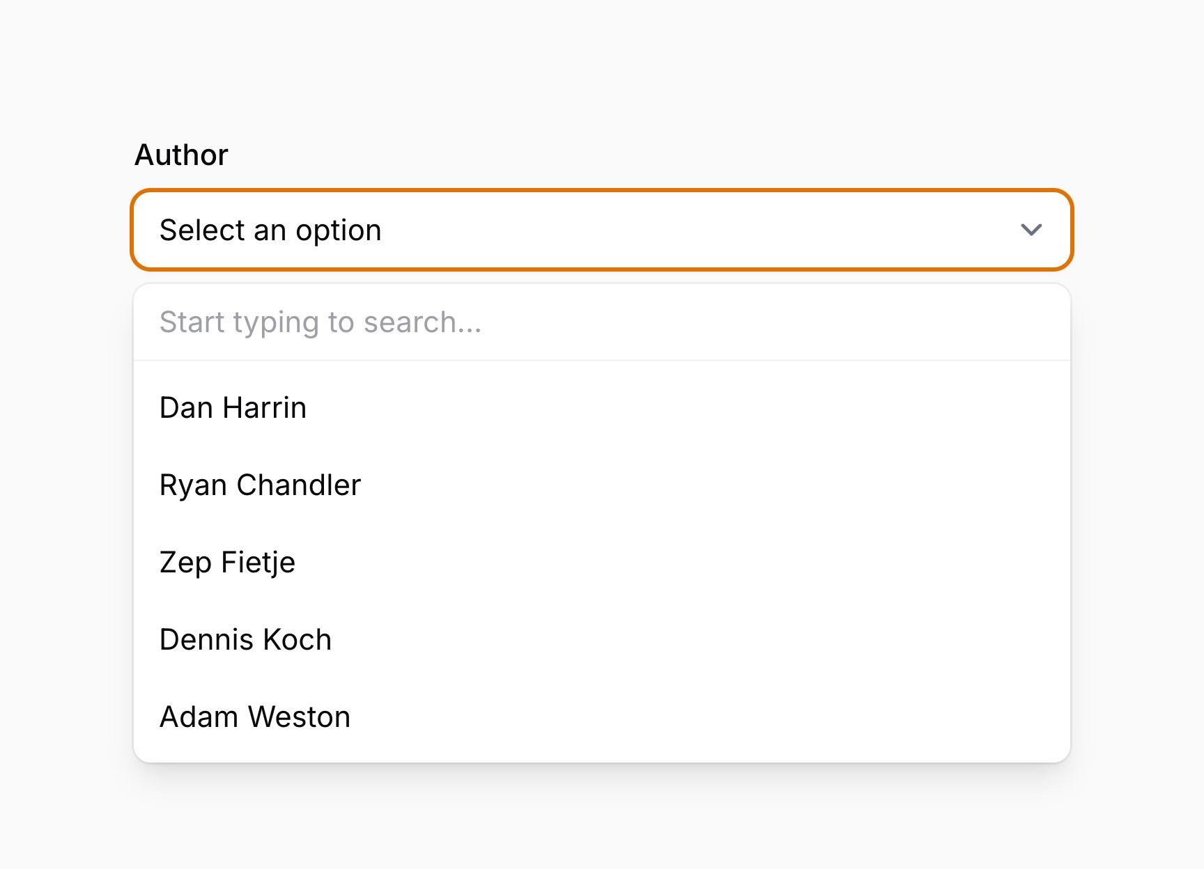 Searchable select